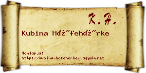 Kubina Hófehérke névjegykártya